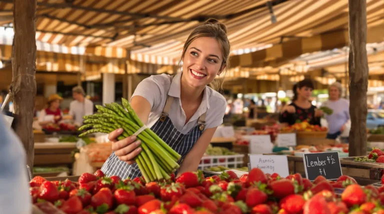 Asperges et fraises ravissent les consommateurs au marché local, et voici pourquoi ils sont aux anges Asperges et fraises ravissent les consommateurs au marché local, et voici pourquoi ils sont aux anges