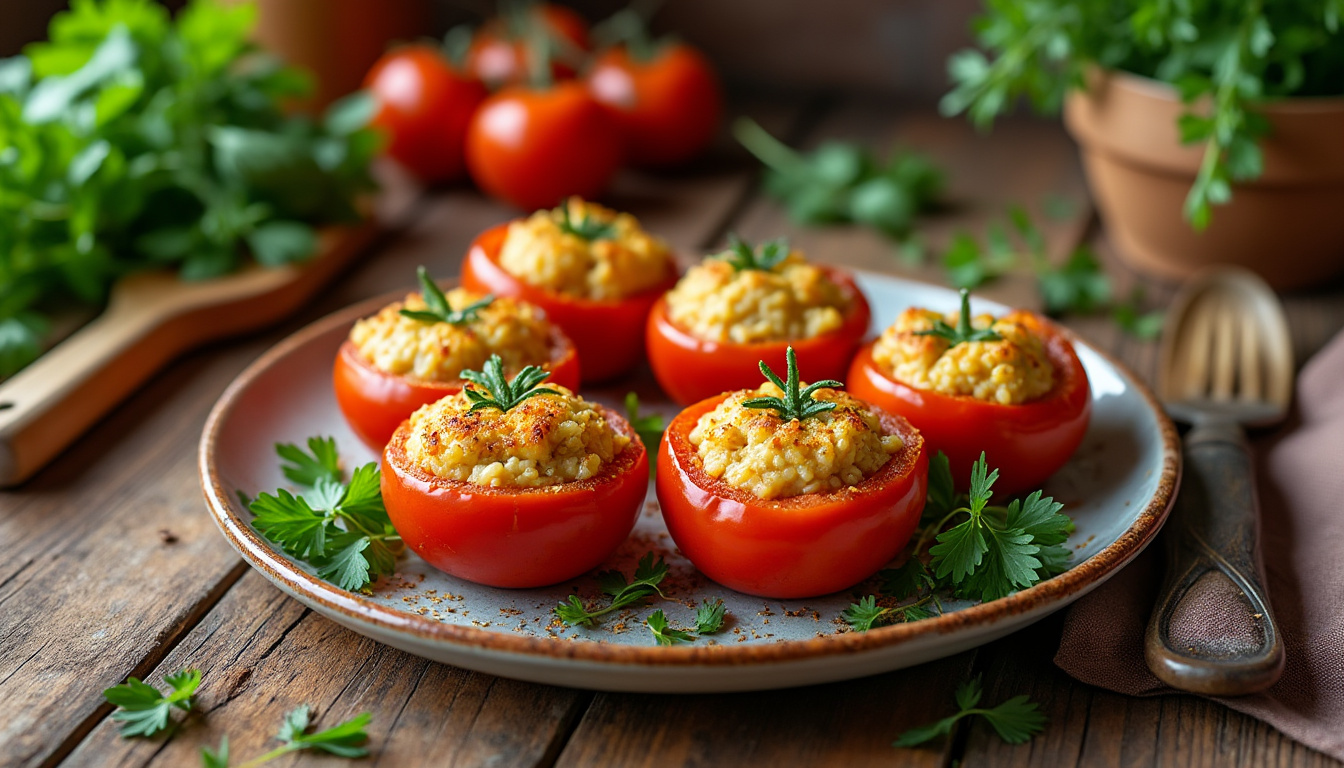 Tomates farcies au riz : recette facile et savoureuse découvrez notre recette facile et savoureuse de tomates farcies au riz, idéale pour un repas gourmand et léger en toute simplicité.